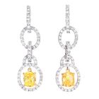 Leo Pizzo Fancy Yellow Oval Diamond Platinum 18K  Dangle Earrings|Dover Jewelry