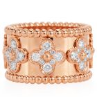 Van Cleef & Arpels Perlée Clover Diamond 18K Rose Eternity Ring-Dover Jewelry