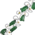  Interlocking Diamond Tulip Motif JAde  18k Wide Gold  Bracelet|dover jewelry|