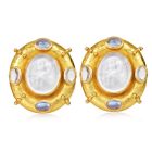 Elizabeth Locke Moonstone 18K Intaglio Woman Playing Lyre Earrings|Dover Jewelry|