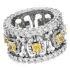 GIA Fancy Intense Yellow 6.60 carat Diamond Platinum Eternity Ring