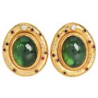 1970S Tourmaline 18K Gold Cabochon Textured Statement Earrings|Dover Jewelry|