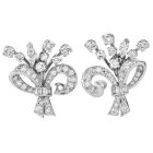 Vintage 6.10cts Diamond Platinum Flower Bouquet Bridal Earrings|Dover Jewelry|