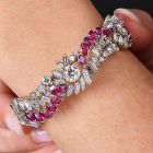 Vintage  Ruby 27.70carats Diamond Platinum Floral Wrap Bracelet |Dover Jewelry|