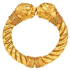 Vintage  Lion’s Head 22K Yellow Gold Cuff Bangle Bracelet