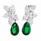 Extraordinary GIA Diamond Emerald Platinum Clip-On Day & Night Earrings