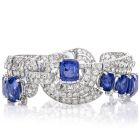 GIA Diamond 119.89cts No-Heat Sapphire Platinum Bracelet-Dover Jewelry