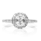 Diamond Baguette Halo Platinum Engagement Ring