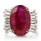 Estate Natural Ruby No Heat Diamond Platinum Cocktail Ring