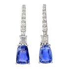 GIA Diamond 8.27ct No Heat Ceylon Sapphire Platinum Drop Earrings