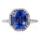 GIA 3.97 Carats Kashmir Blue Sapphire Diamond Platinum Engagement Ring 