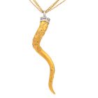 Carrera y Carrera Large Italian Horn Diamond 18k Gold Pendant Necklace |Dover Jewelry|