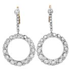 Vintage Old European Diamond Platinum Circle Drop Earrings