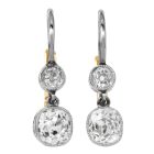 Vintage 1.50cts Old Mine Diamond Platinum Gold Drop Earrings|Dover Jewelry|