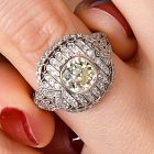 Vintage Old European Diamond 1.95carats Platinum Cocktail Engagement Ring 