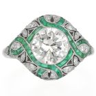 Vintage Diamond 3.25carats Emerald Platinum Filigree Engagement Ring|Dover Jewelry|