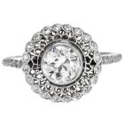 Art Deco Lace Design 0.93cts European Diamond  Engagement Ring