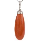 Vintage Large Red Coral Diamond 18K Pendant-Enhancer 