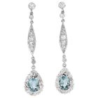 Estate Aquamarine Diamond Platinum Tear Drop Earrings