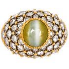 Buccellati Vintage Cat's Eye Chrysoberyl Diamond 18K Cocktail Dome Ring |Dover Jewelry|