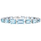 Natural Aquamarine 31.81cts Diamond 18K Gold Graduating Tennis Bracelet|Dover Jewelry|