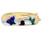 Estate Diamond 14K Gold Inlay Garden Wide Dome Cuff Bangle Bracelet|DoverJewery|