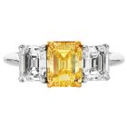 Tiffany & Co 3.68 carats Fancy Intense Yellow Diamond 18K Platinum Three Stone Engagement Ring|Dover Jewelry|