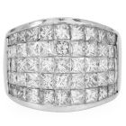 Estate 5.00ct Princess Cut Diamond 18K Gold Mystery set Wide Cocktail Ring|Dover Jewelry|