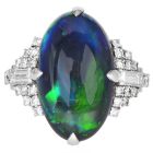 Estate Black Opal 12.20cts Diamond Platinum Cocktail Ring|Dover Jewelry|