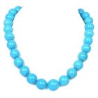 Vintage Diamond Sky Blue Turquoise 18K Yellow Gold Graduated Beaded Necklace