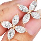 Estate 6.00 Carats Diamond 18K Yellow Gold Flower Stud Earrings|Dover Jewelry|v