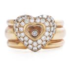 Chopard Happy Diamond 18K Gold Pave Heart Wide Cocktail Ring