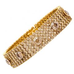 Estate 31.04cts Natural  Fancy Brown Yellow  Diamond 18K Gold Bracelet 