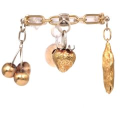 Vintage Cartier 18K 23K Gold Fruits of Summer Coin Charm Bracelet |Dover Jewelry|