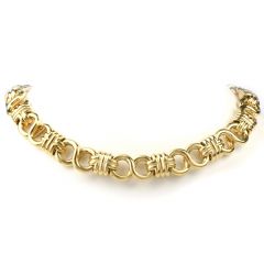 Estate 1980's Fancy 18k Yellow Gold Chocker Links Necklace