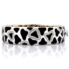 Roberto Coin Diamond Black Onyx 18K White Gold Bangle Bracelet