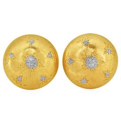 Mario Buccellati Rigato Satin Finish 18K Gold Button Earrings