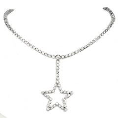 Diamond 18K White Gold Riviera Star Tennis Link Necklace