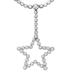 Diamond 18K White Gold Riviera Star Tennis Link Necklace