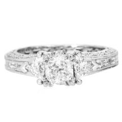 Tacori 2.61cts  Diamond 3 Stone Platinum Engagement Ring