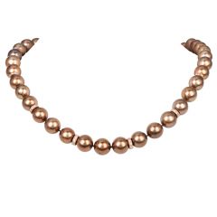 Estate Pearl Diamond Rose Gold Clasp Statement Necklace