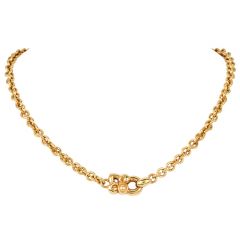  Garrard London 18K Gold Fleur De Lis Rolo Chain Necklace |Dover Jewelry |