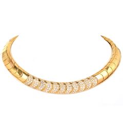 Estate Italian 5.40cts Diamond 18K Gold Collar Choker Necklace-Dover Jewelry