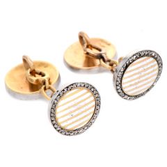 Cartier  Paris Antique  Platinum diamond Enamel Gold  Cufflinks |dover Jewelry