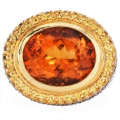 Yellow Sapphire Citrine Fancy diamond Gold Large Cocktail Ring-Dover jewelry