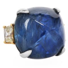 Exceptional No Heat Burma Sapphire 64.10cts Diamond 18K Platinum Cocktail Ring|Dover Jewelry|