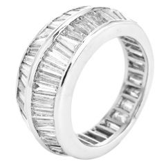 Estate Diamond Platinum Knife Edged Baguette Eternity Ring |DoverJewelry|