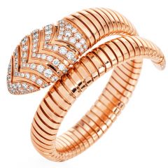 Estate Bvlgari Serpenti Diamond One Coil Tubogas Wrap 18K Bracelet-Dover Jewelry