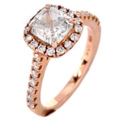 GIA 2.55cts Cushion Diamond J VS2 14K Rose Gold Halo Engagement Ring |dover Jewelry|