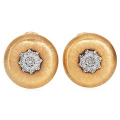 Buccellati  Vintage 18K Gold  Dome Shape Large Button Earrings |Dover Jewelry|